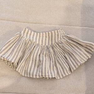 Rylee + Cru Cream and Gray Striped Skater Skirt